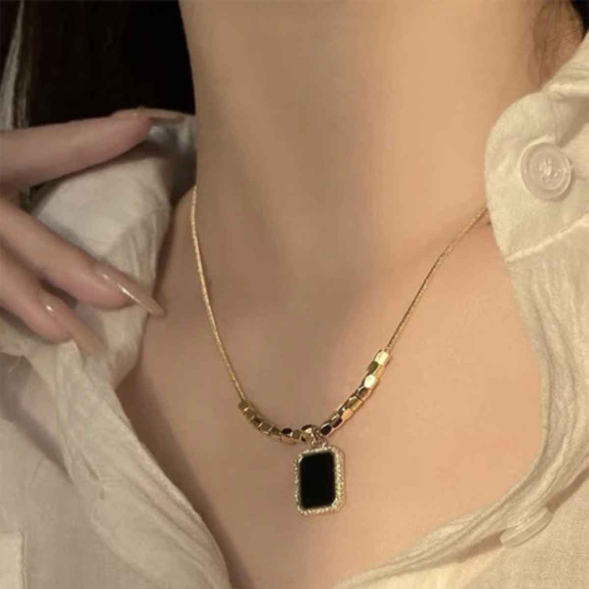 ZAISHA 18K Gold Plated Clavicle Gemstone Bar Necklace | Birthday | Anniversary | Valentines gift