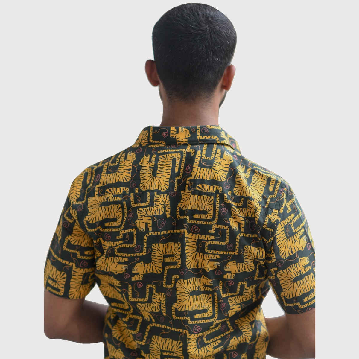 Suta Men's Cotton Shirt | Yellow & Green - M