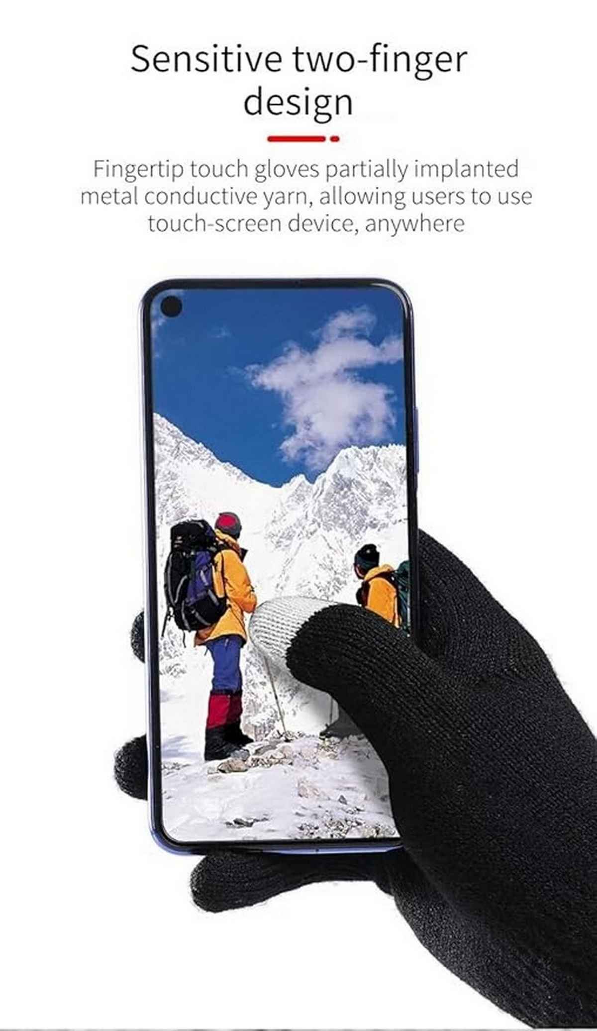 Infispace Winter Woolen Finger Gloves with Touchscreen Tips | Black