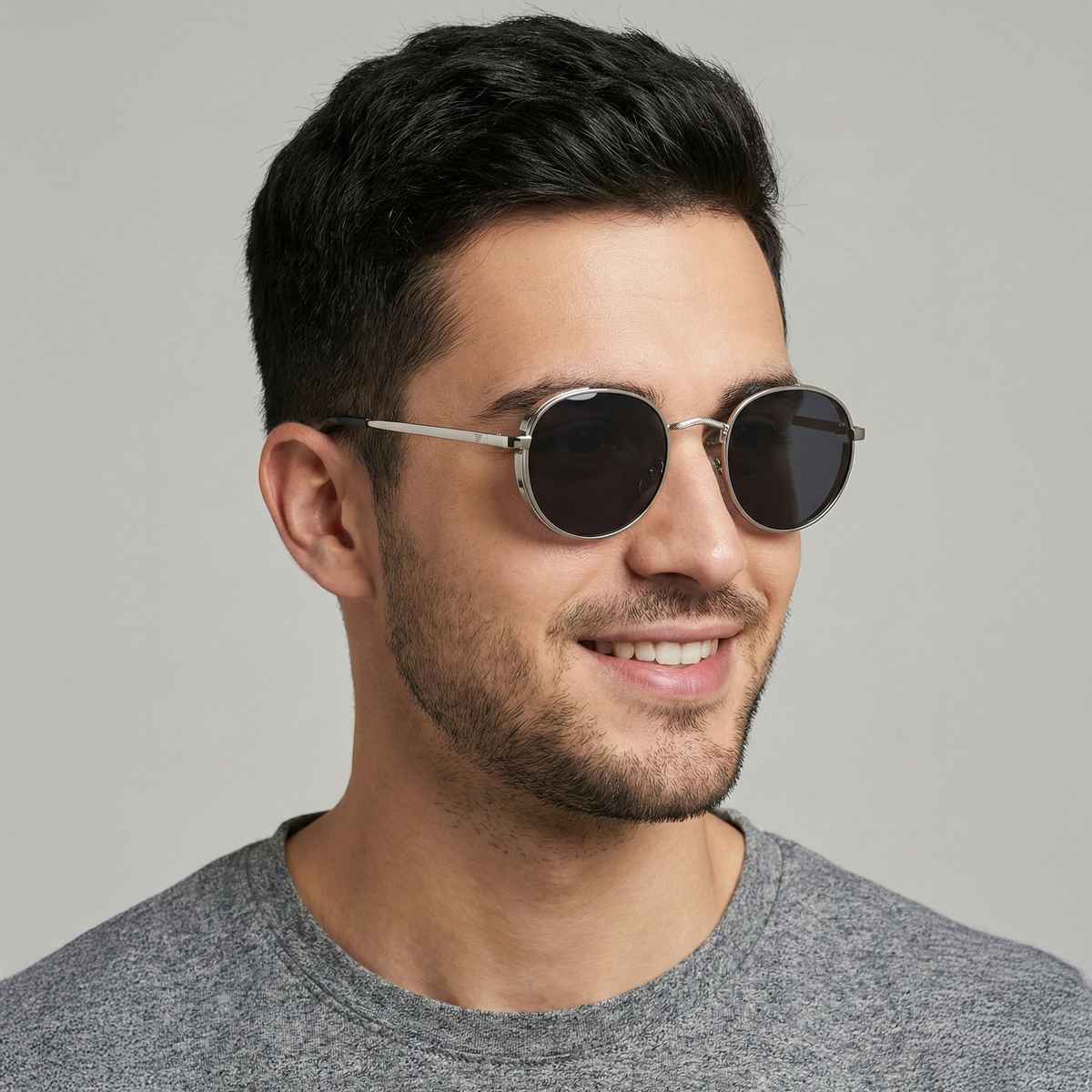 NuVew Unisex Round Sunglasses | Silver & Black | Medium