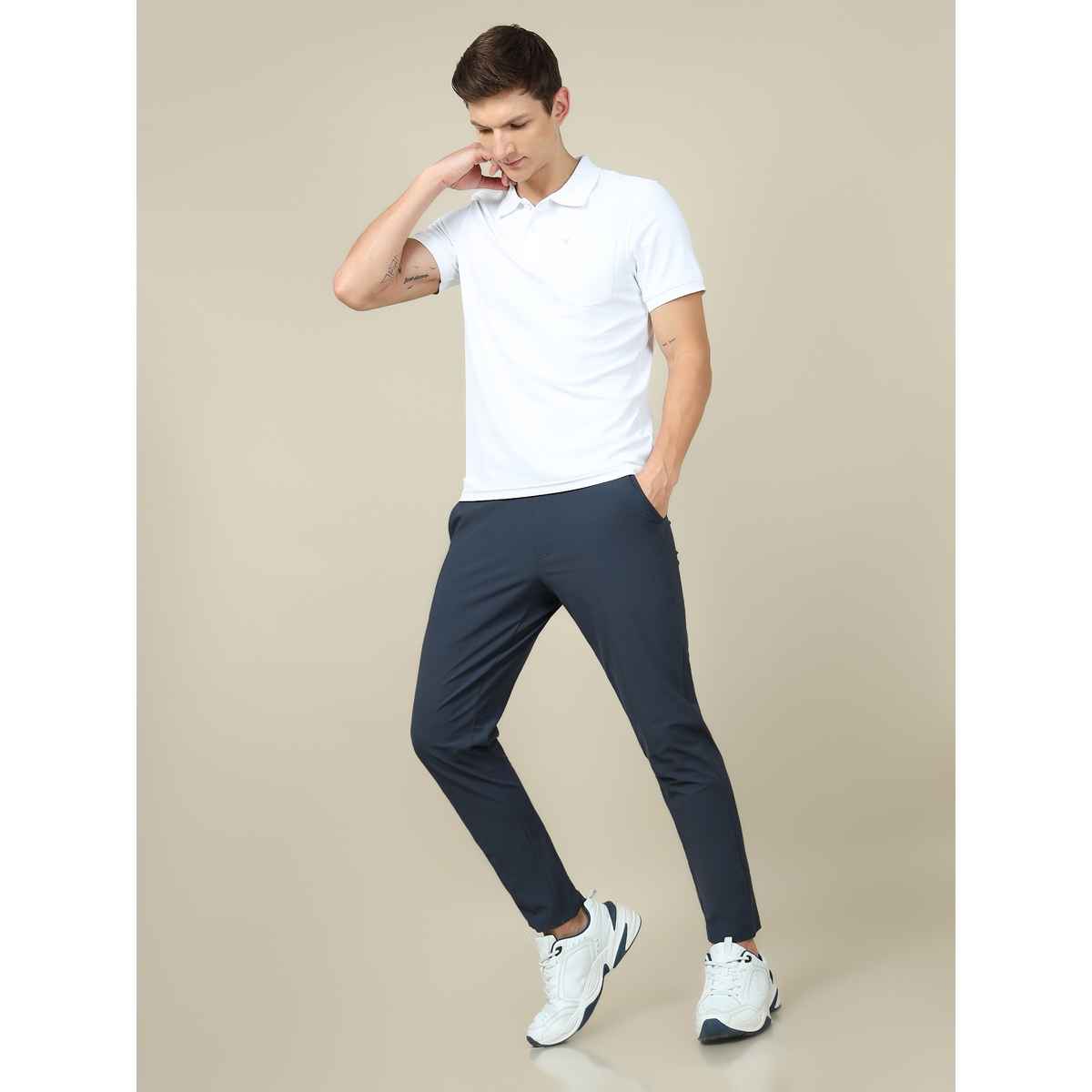 Technosport Men Poly Solid Relax Fit Sports Trackpants with DURACOOL+ | Carbon Grey | M