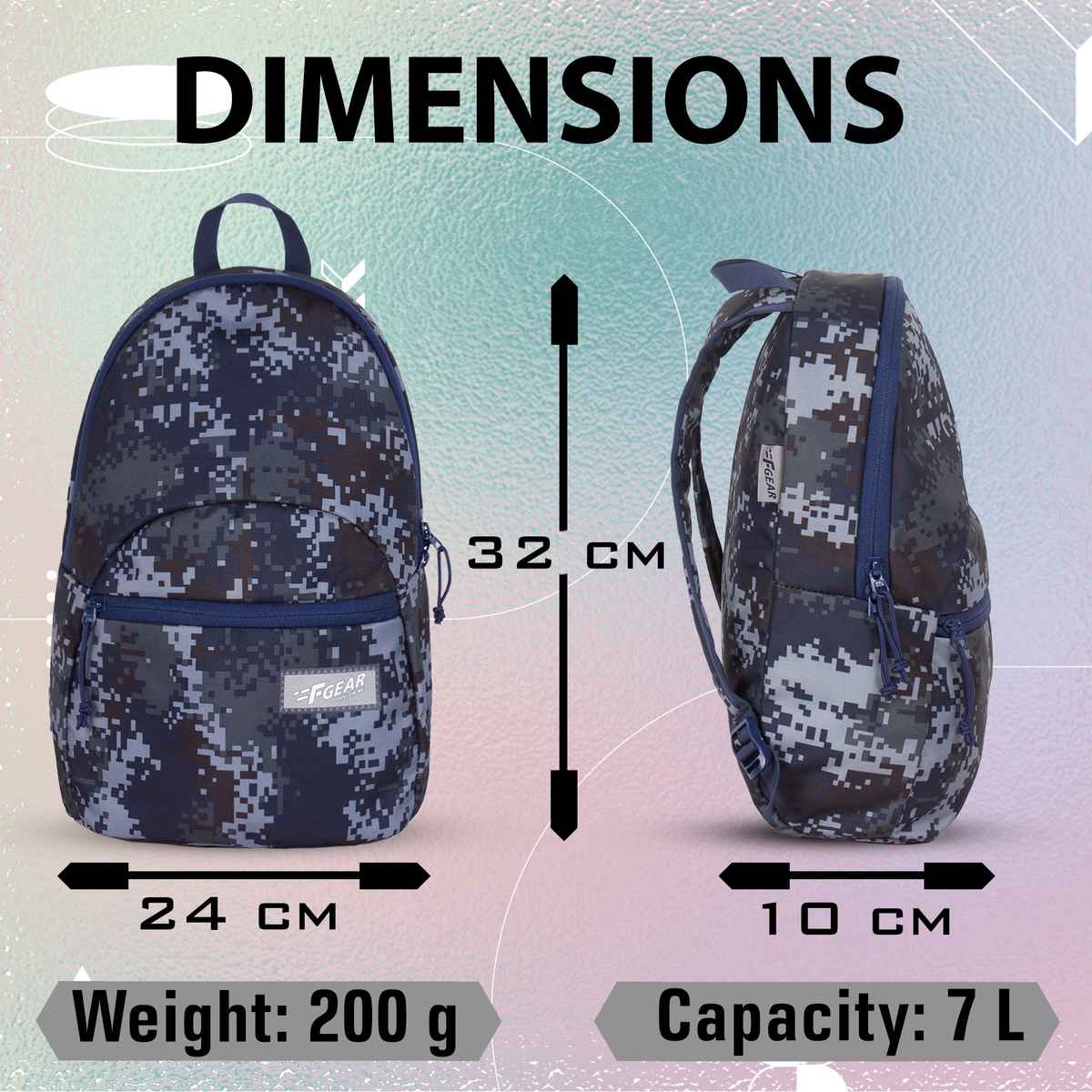 F Gear Unisex Camouflage Nylon 7 L Backpack | Navy