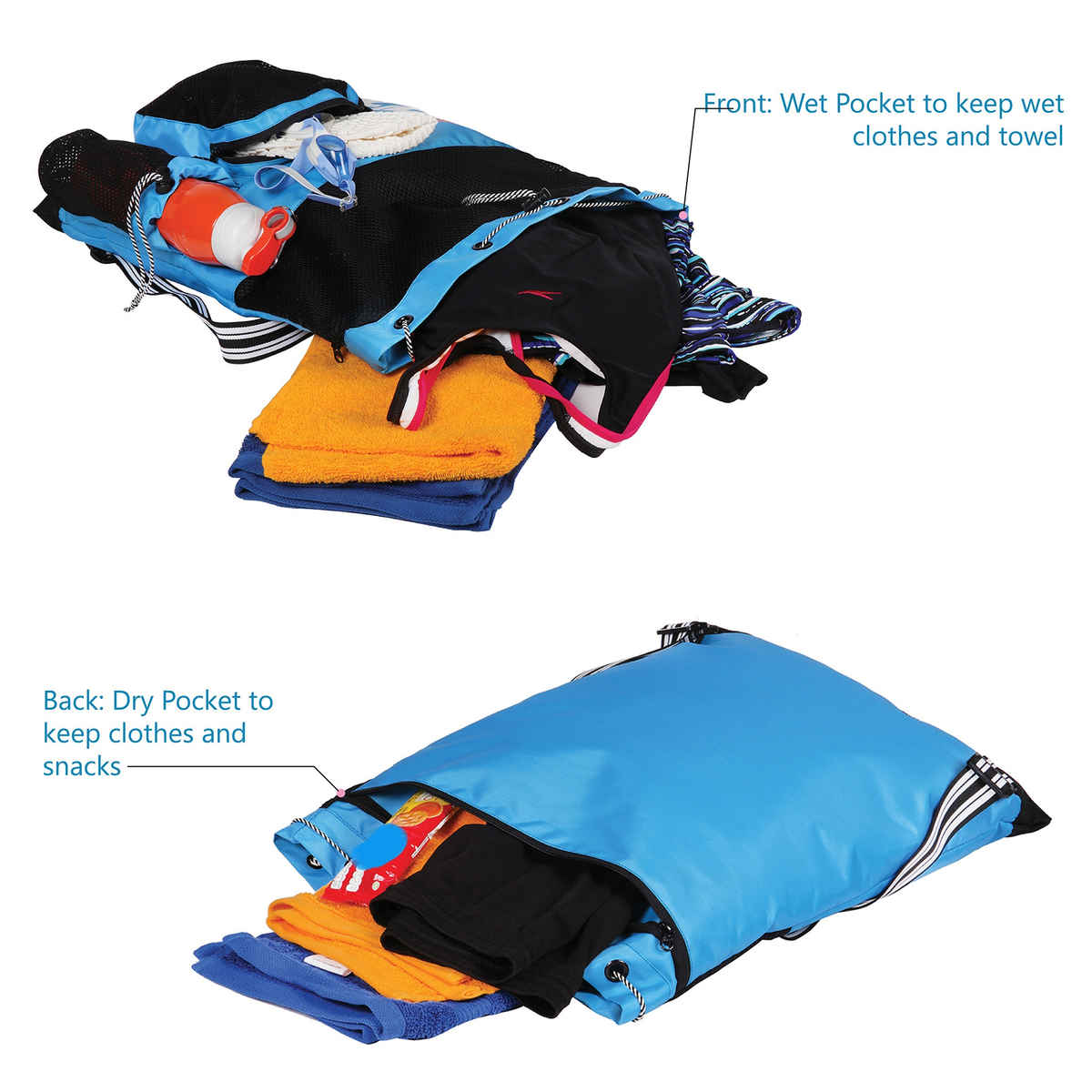 Whackk Unisex Sporty Polyester 21 L Shoulder Handle Backpack | Aqua Blue - L