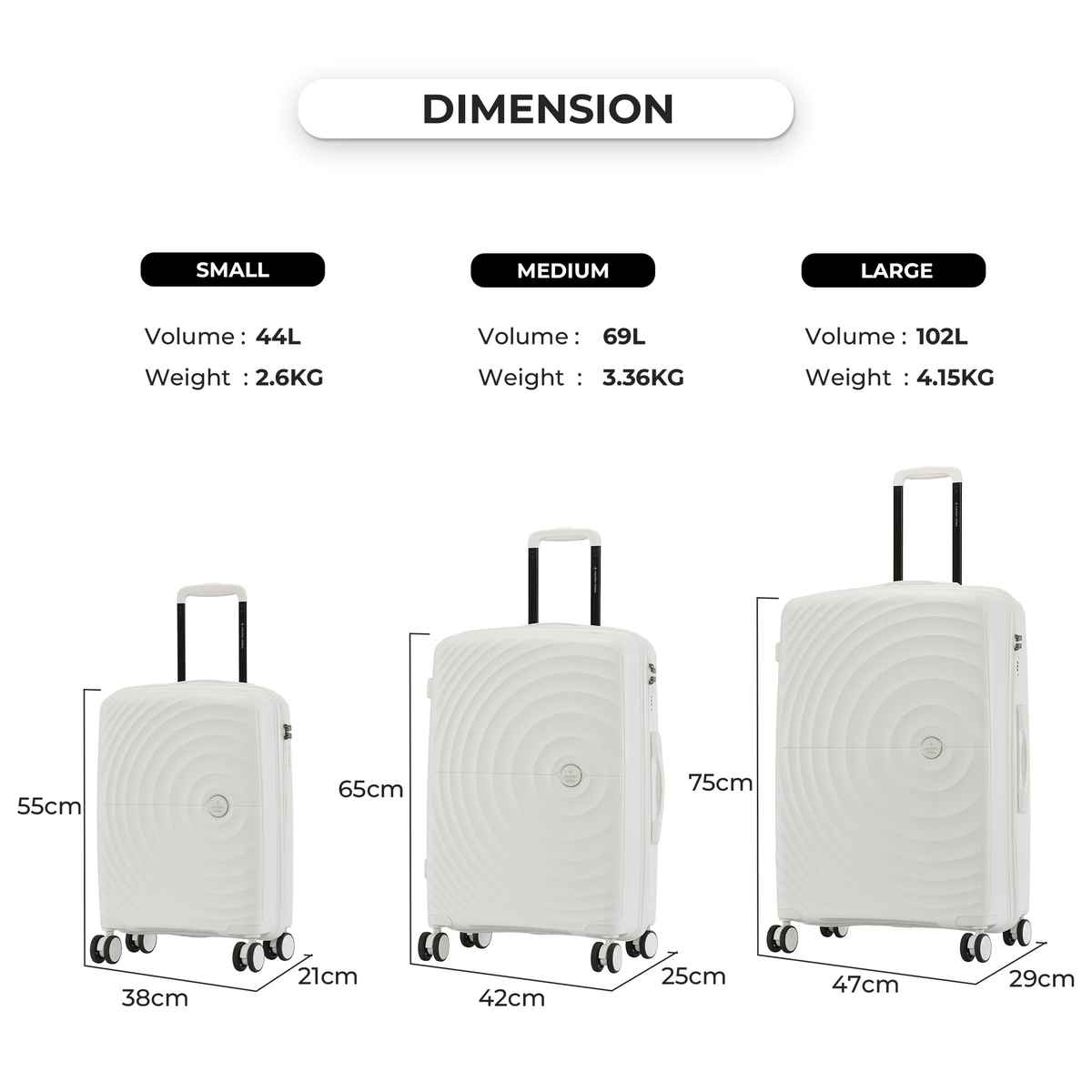 Nasher Miles Seattle Cabin Hard Side Polypropylene- 20 Inch - 55 cm Trolley Bag- White