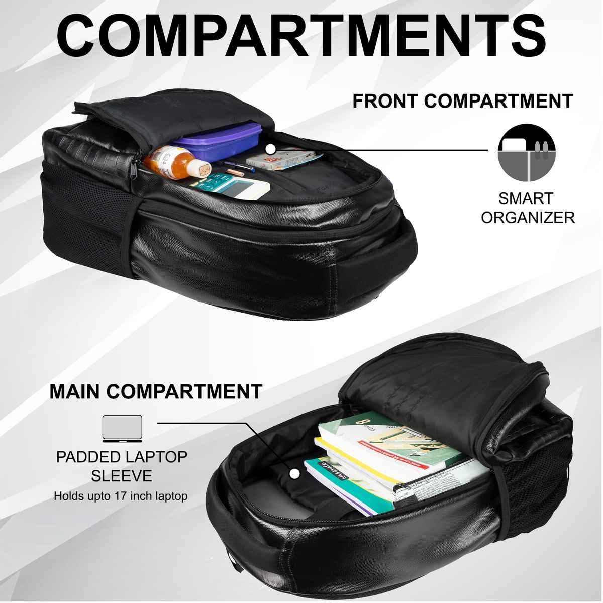 F Gear Unisex Solid Vegan Leather 30 L Laptop Backpack | Black