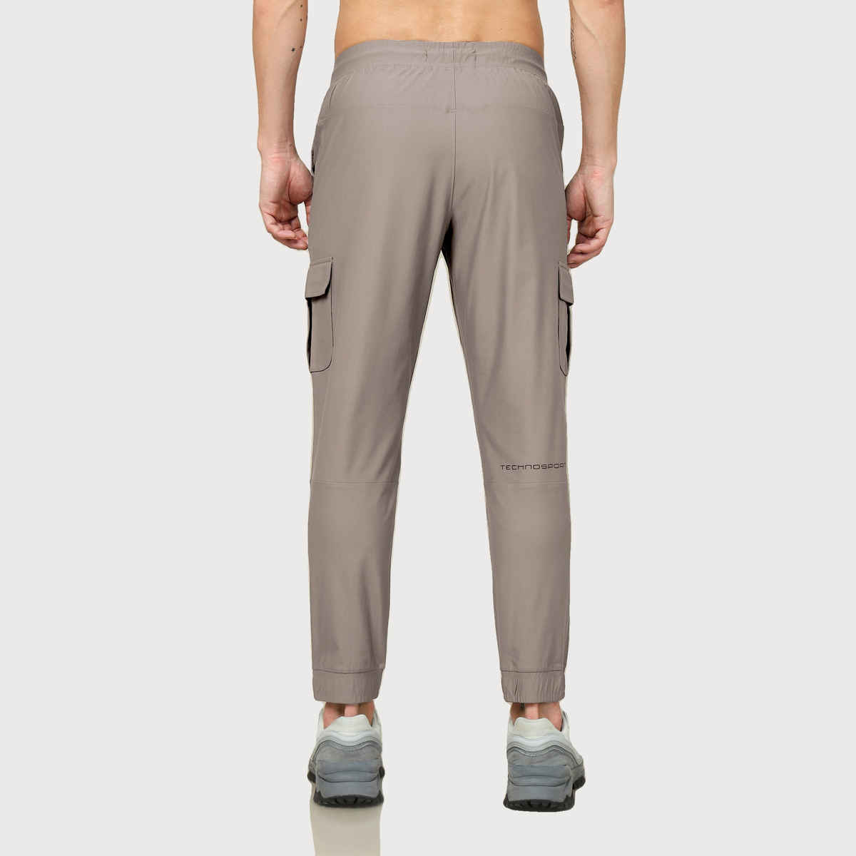 Technosport Men Poly Solid Slim Fit Sports Cargo Joggers with DURACOOL+ | Khaki | 2XL