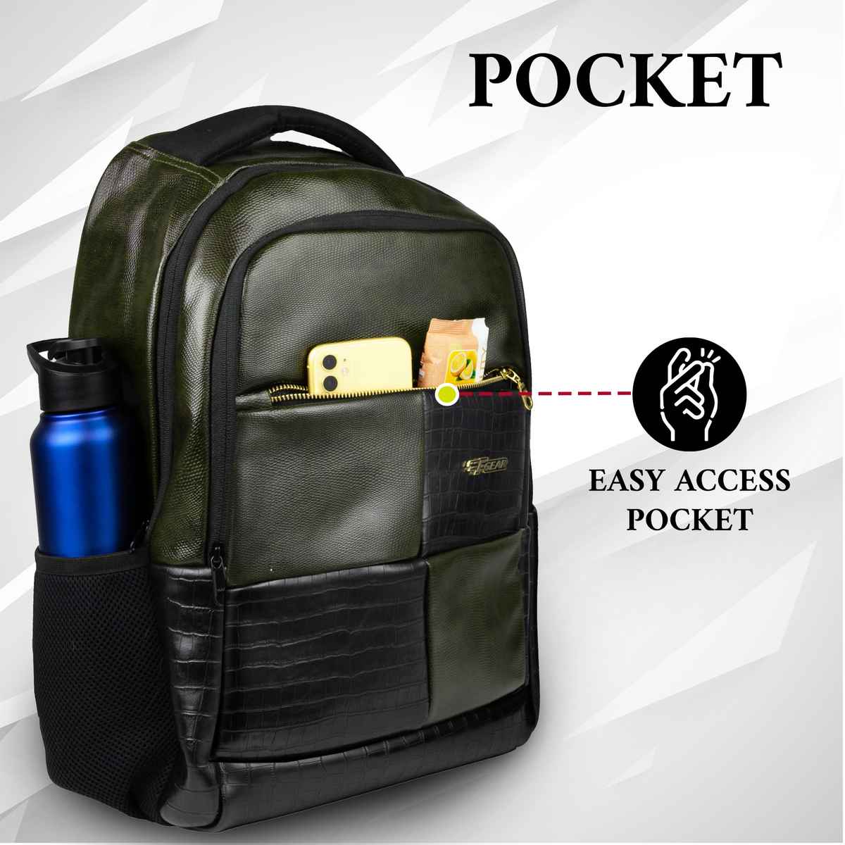 F Gear Unisex Textured Vegan Leather 26 L Laptop Backpack | Green