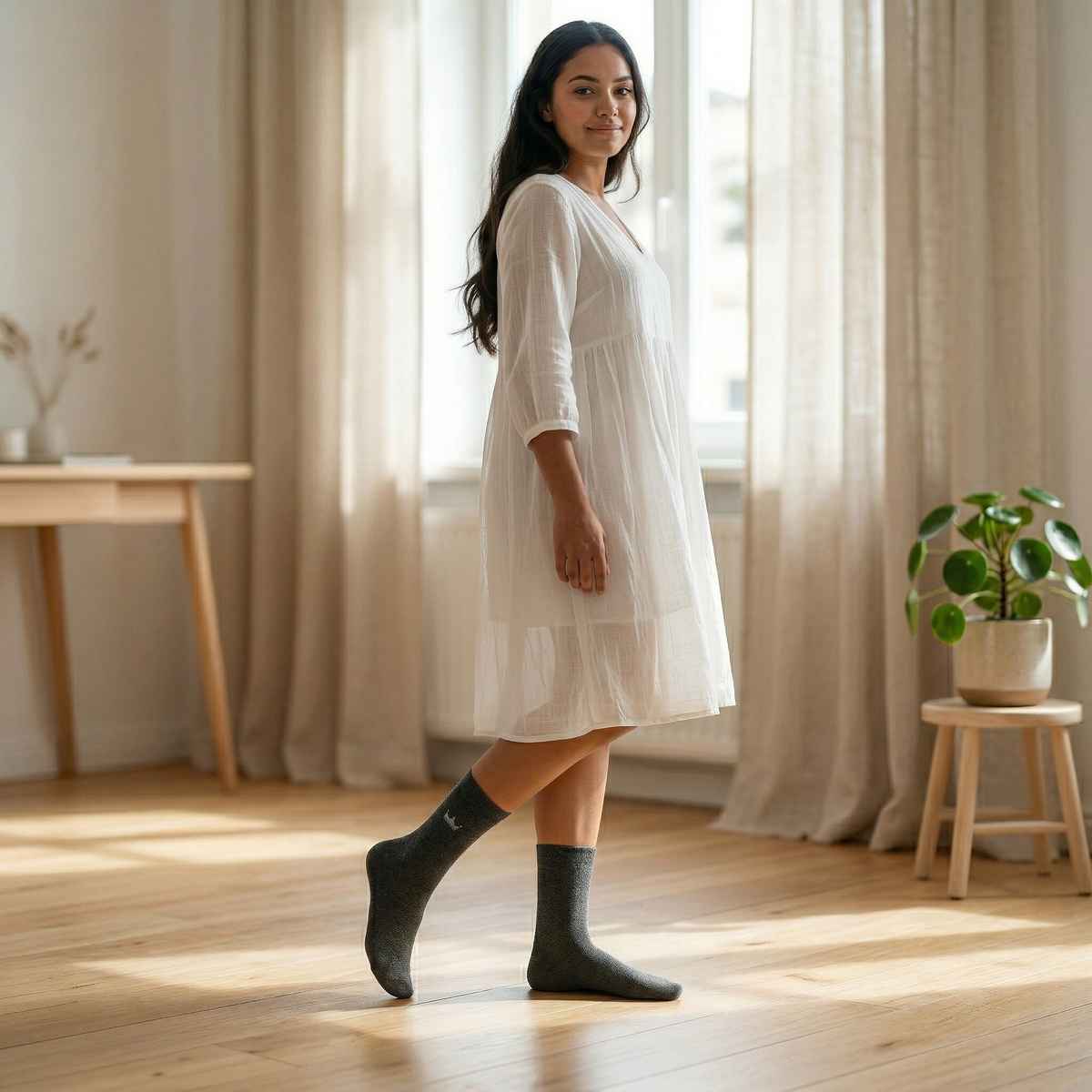 Royal Mart Unisex Wool Calf Length Socks | Black - Free Size