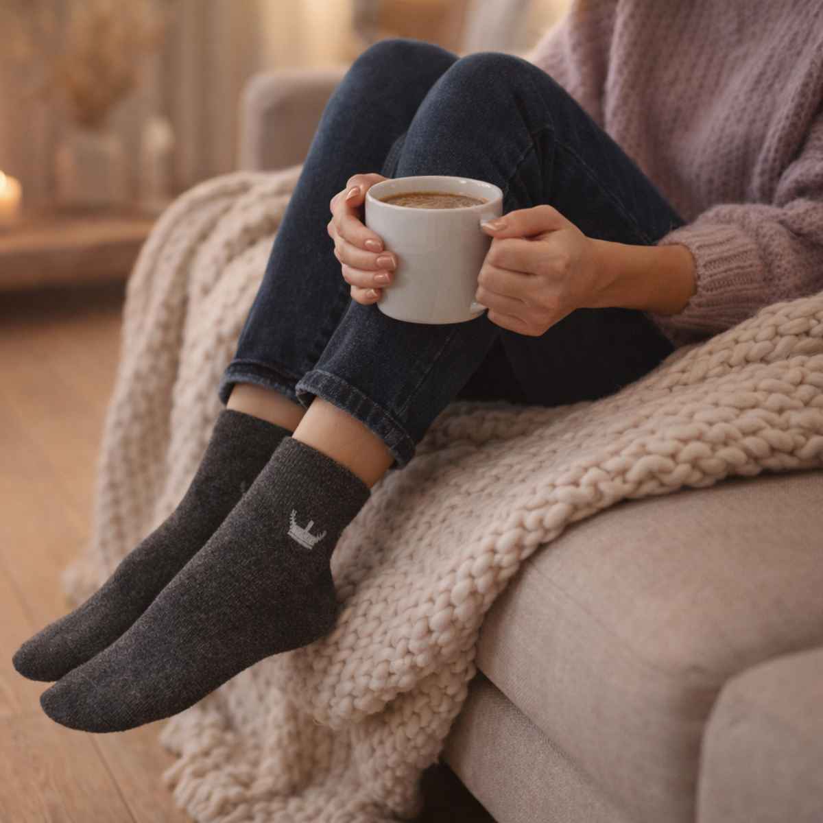 Royal Mart Unisex Solid Wool Ankle Wollen Socks | Black - Free Size