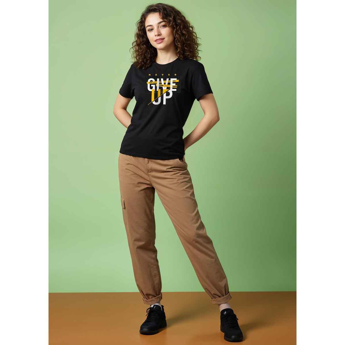 Smartees Women's Printed T-shirt | Black - M