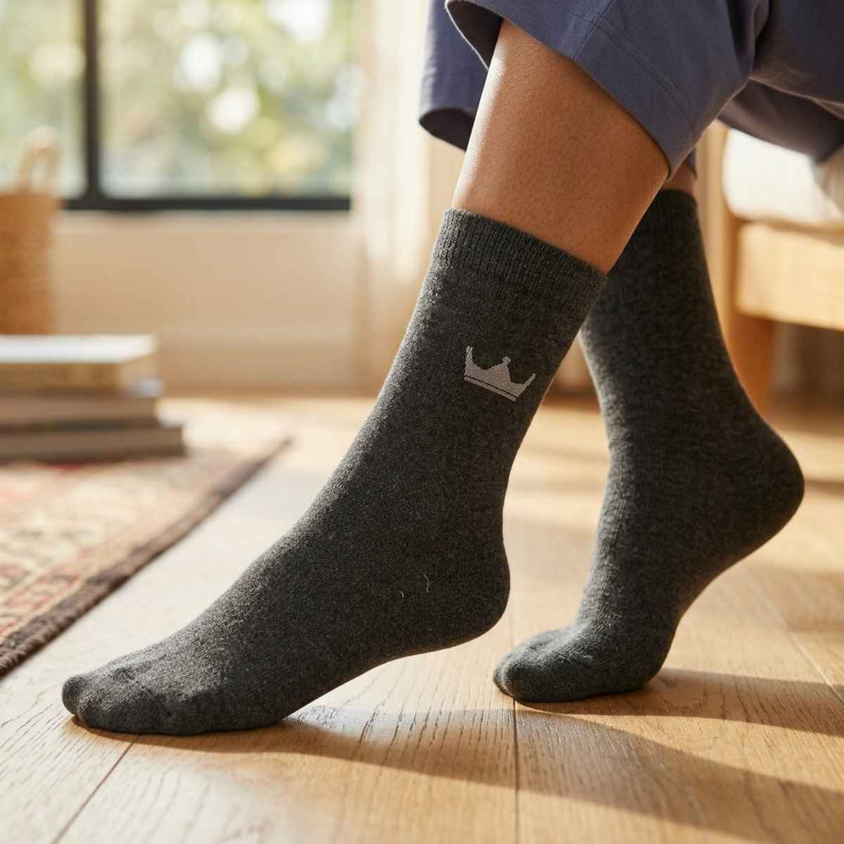 Royal Mart Unisex Wool Calf Length Socks | Black - Free Size