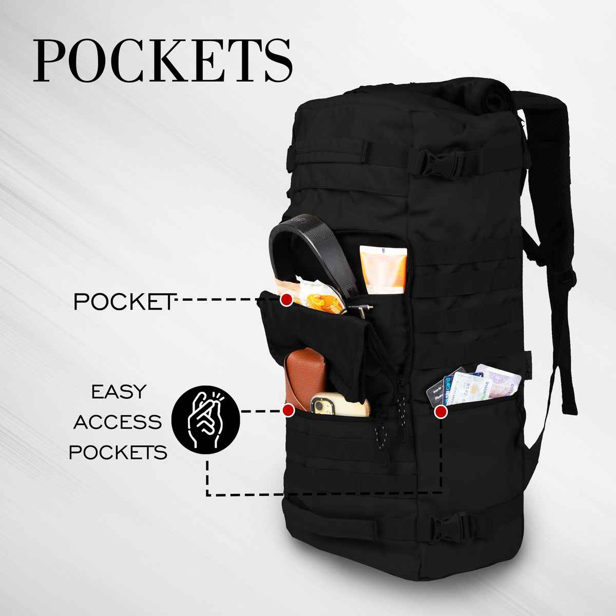 F Gear Unisex Nylon 36 L Shoulder Handle Rucksack | Black - L