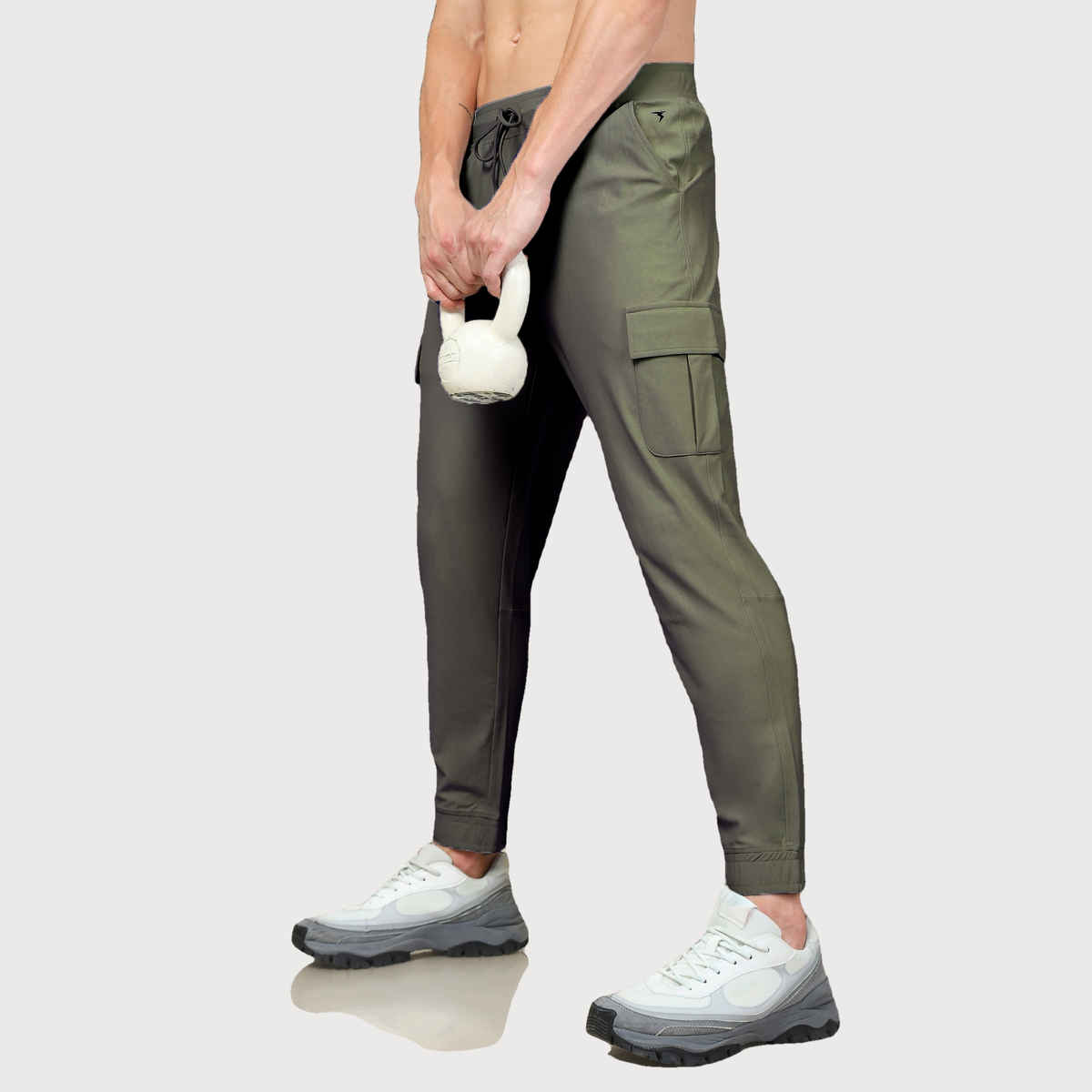 Technosport Men Poly Solid Slim Fit Sports Cargo Joggers with DURACOOL+ | Beetle | L