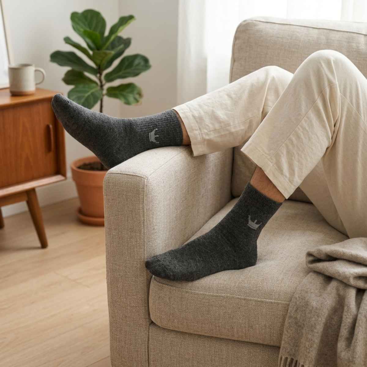 Royal Mart Unisex Solid Wool Ankle Wollen Socks | Black - Free Size