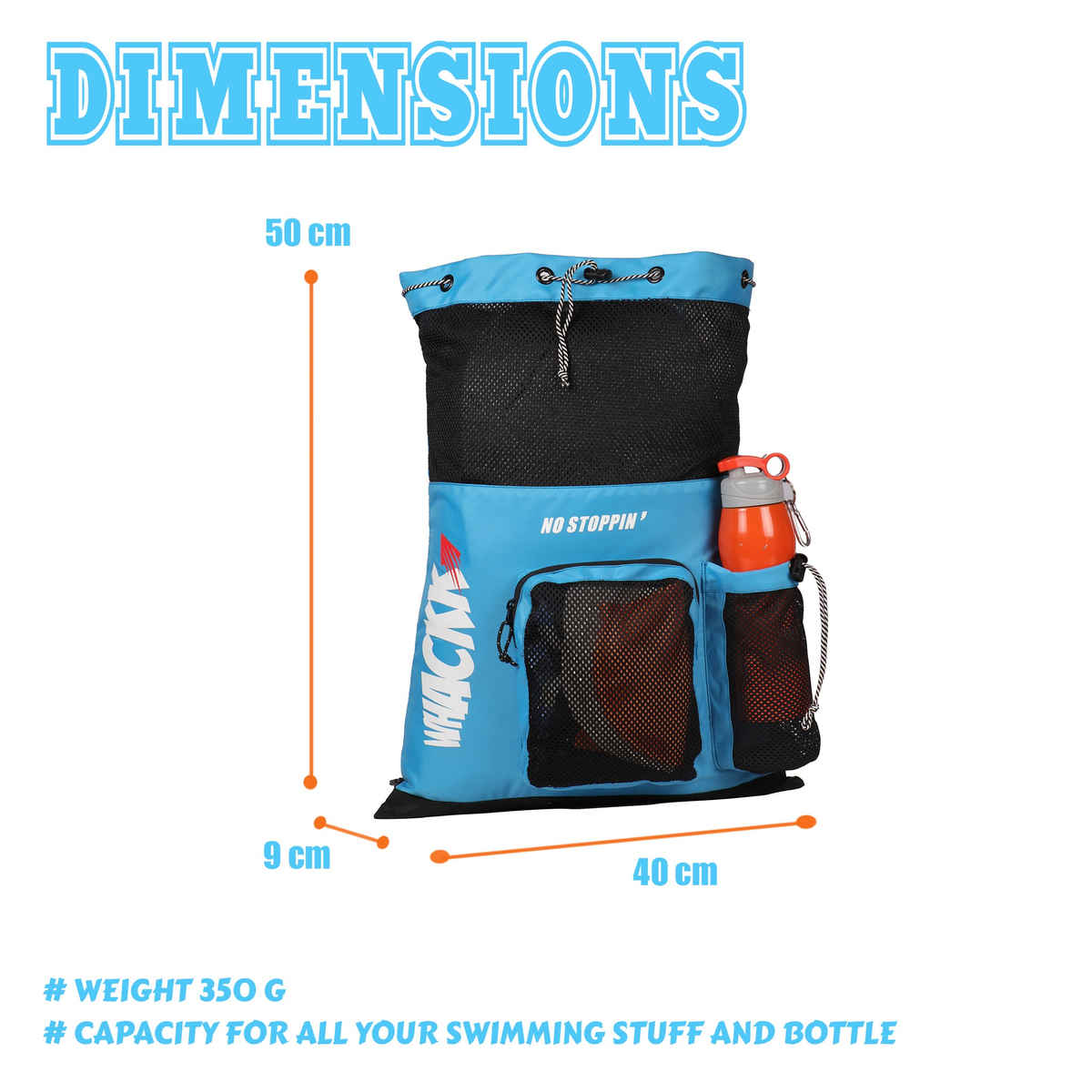 Whackk Unisex Sporty Polyester 21 L Shoulder Handle Backpack | Aqua Blue - L