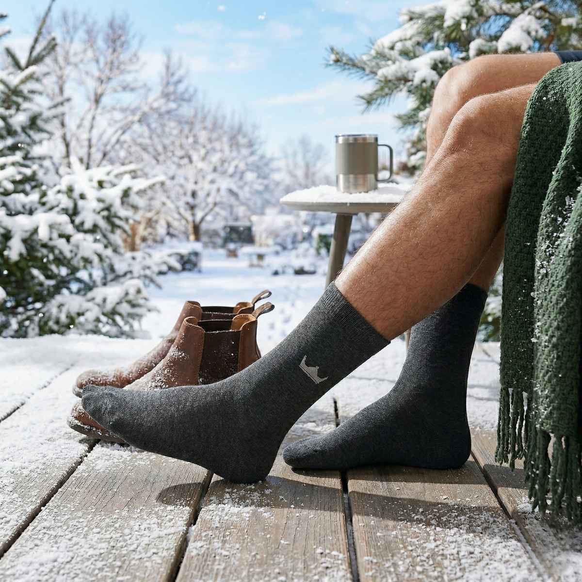 Royal Mart Unisex Wool Calf Length Socks | Black - Free Size