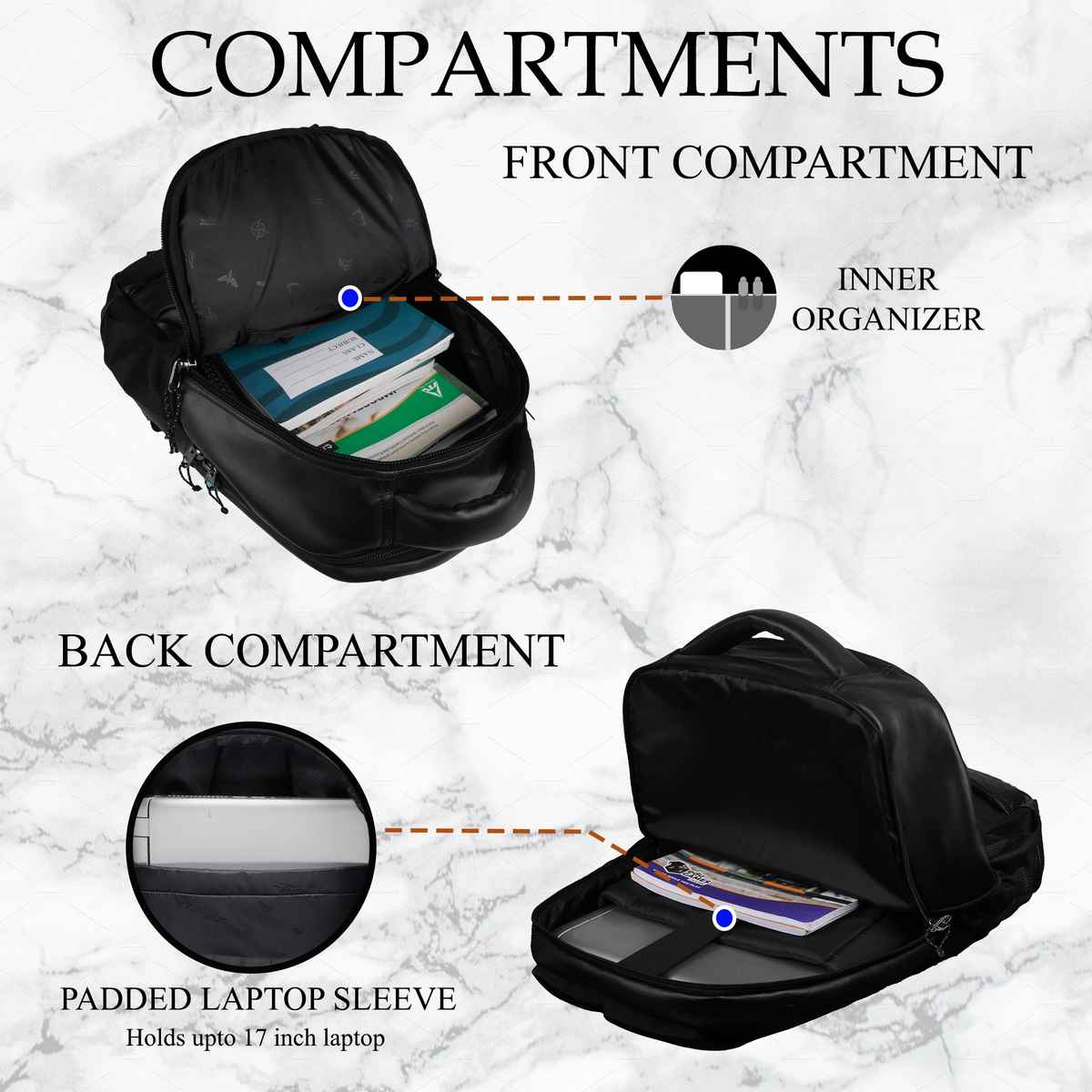 F Gear Unisex Solid Faux Leather 27 L Laptop Backpack | Black