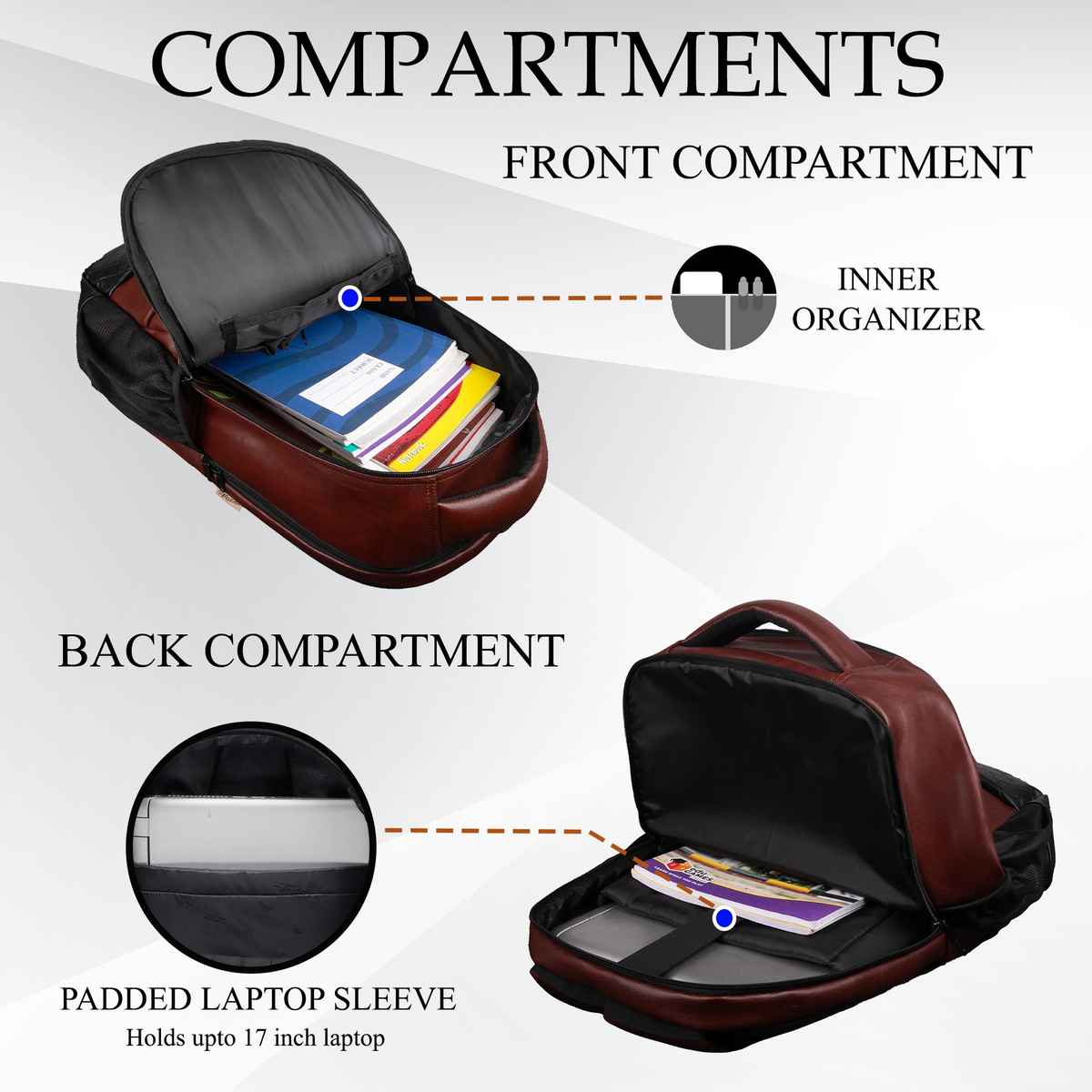 F Gear Unisex Solid Artificial Leather 25 L Laptop Backpack | Brown - 15.6 Inches