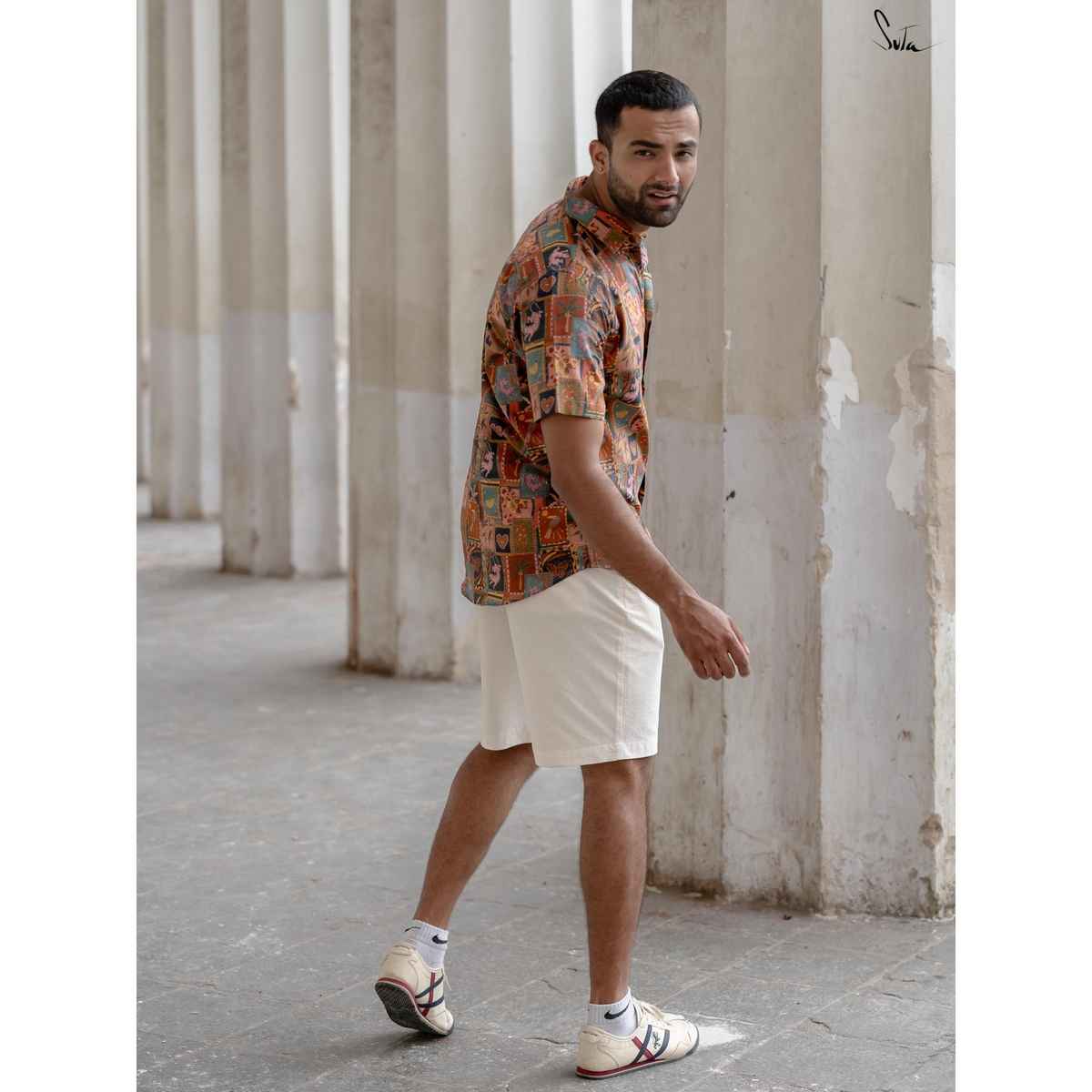 Suta Men's Cotton Shirt | Multicolour - L