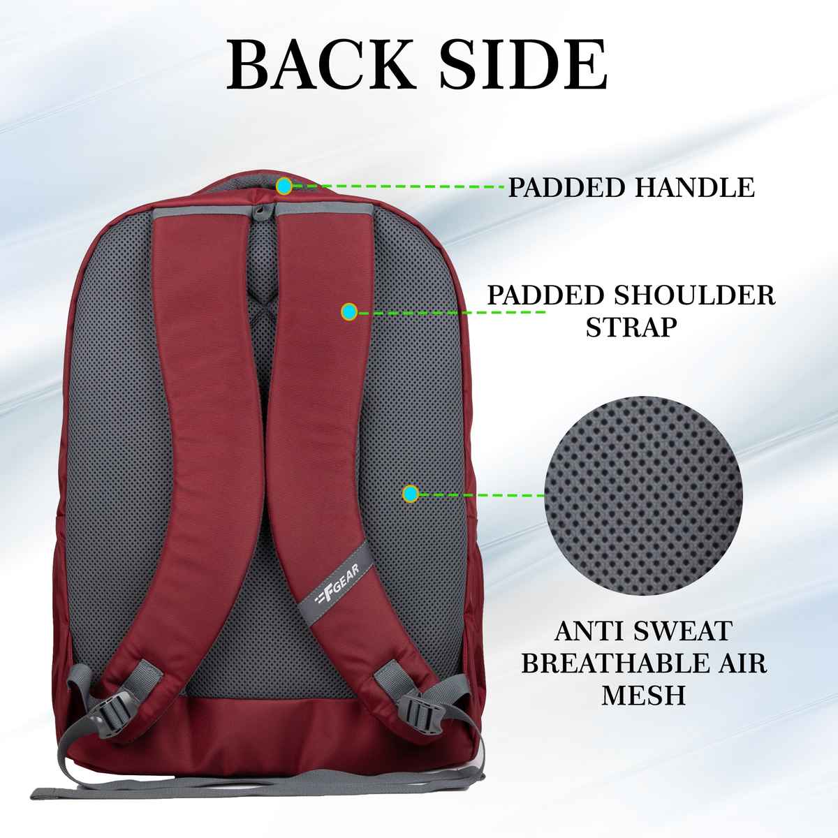 F Gear Unisex Polyester 27 L Padded Grab Handle Backpack | Maroon - M