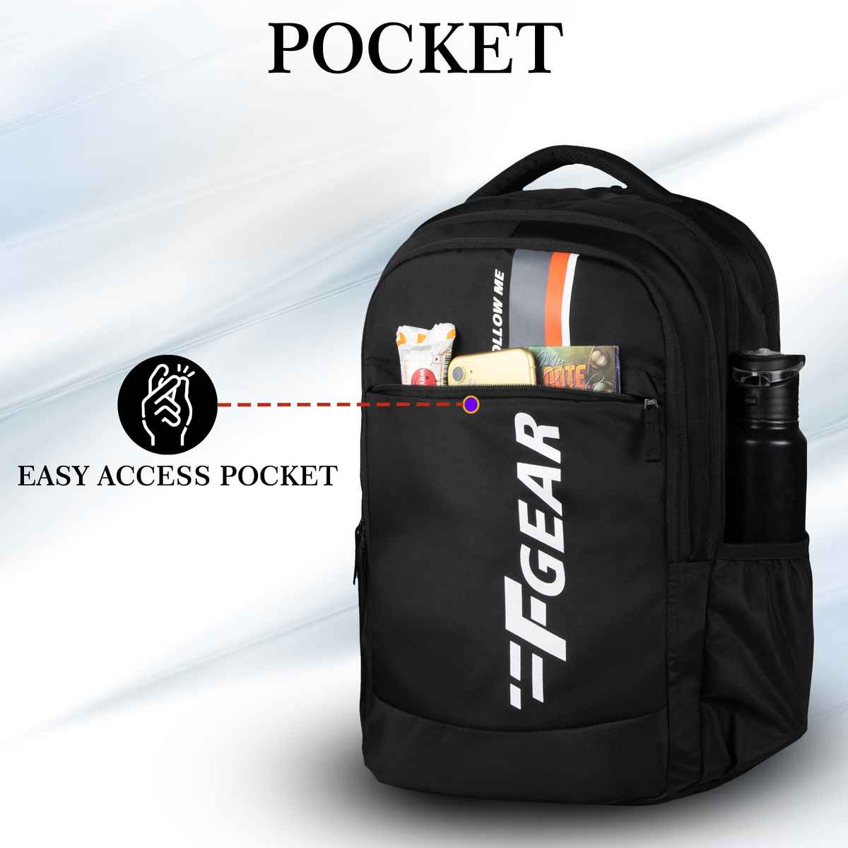 F Gear Unisex Polyester 27 L Backpack | Black - M