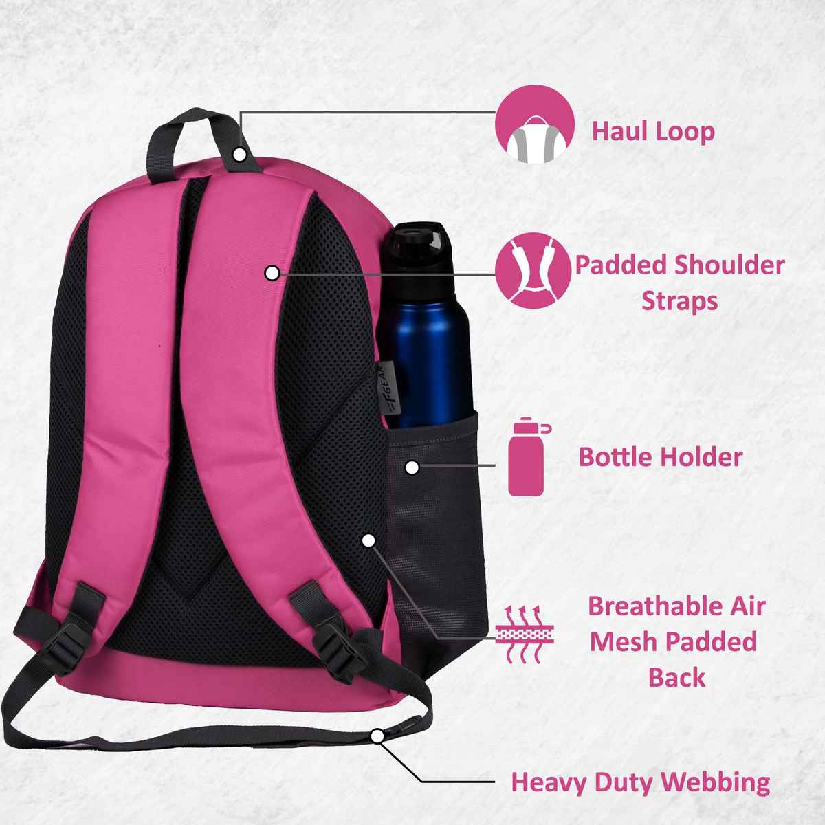 F Gear Unisex Polyester 16 L Backpack | Pink