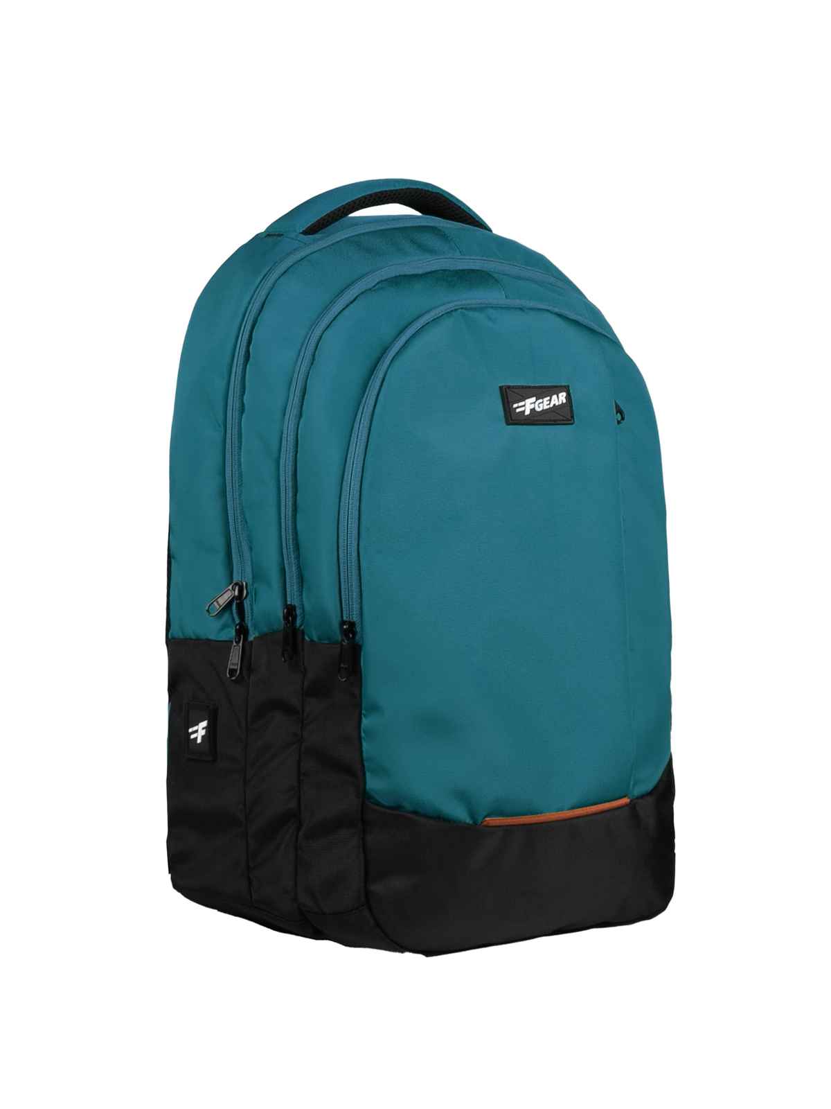 F Gear Unisex Modern Polyester 29 L Padded Grab Handle Laptop Backpack | Black and Aqua - 17 Inches