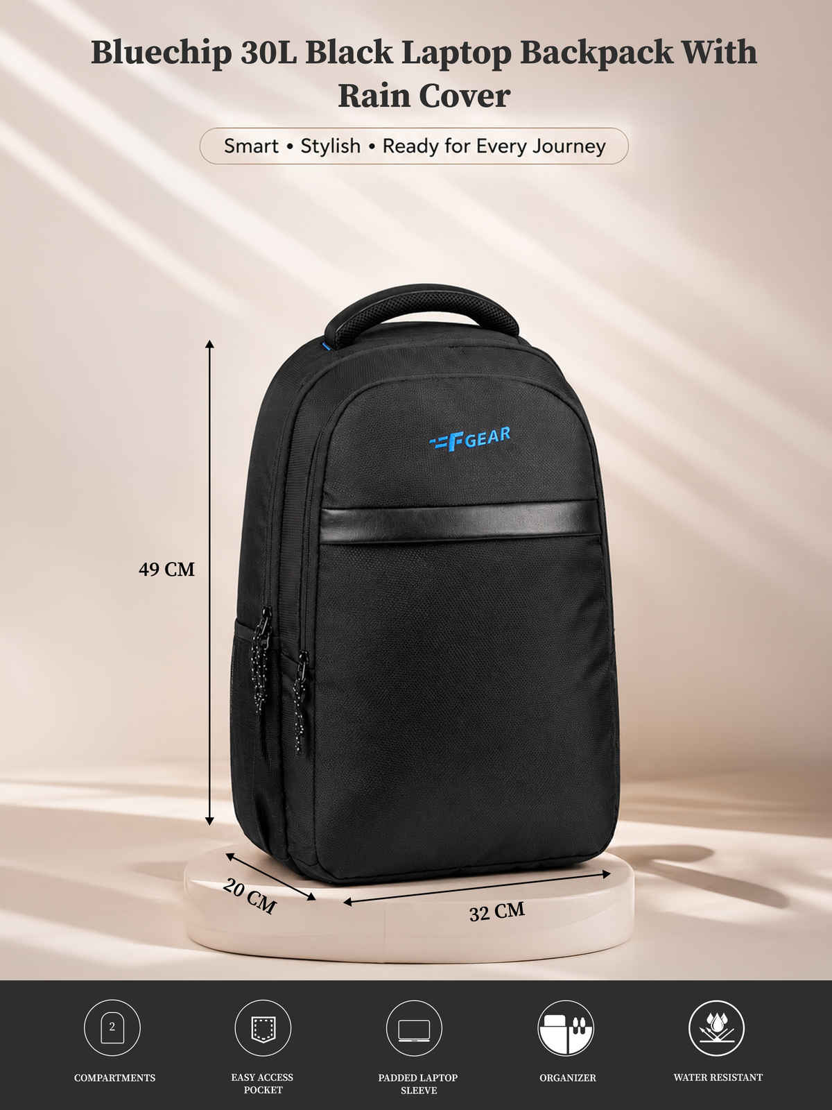 F Gear Bluechip Black 38 L Laptop Backpack | Black