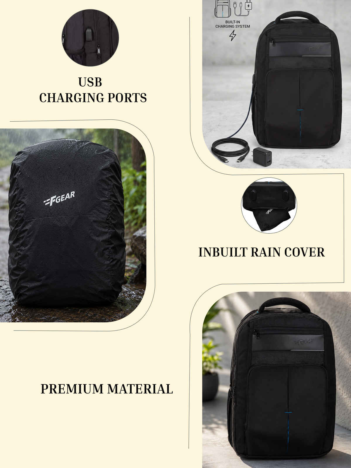 F Gear Unisex Solid Polyester 30 L Laptop Backpack | Black - One Size