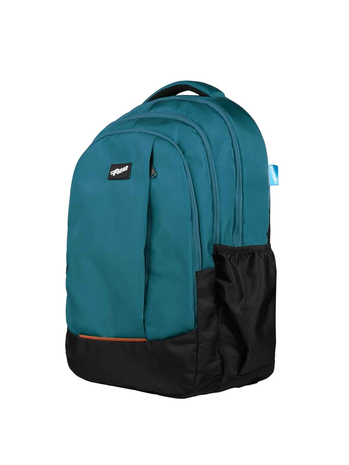F Gear Unisex Modern Polyester 29 L Padded Grab Handle Laptop Backpack | Black and Aqua - 17 Inches