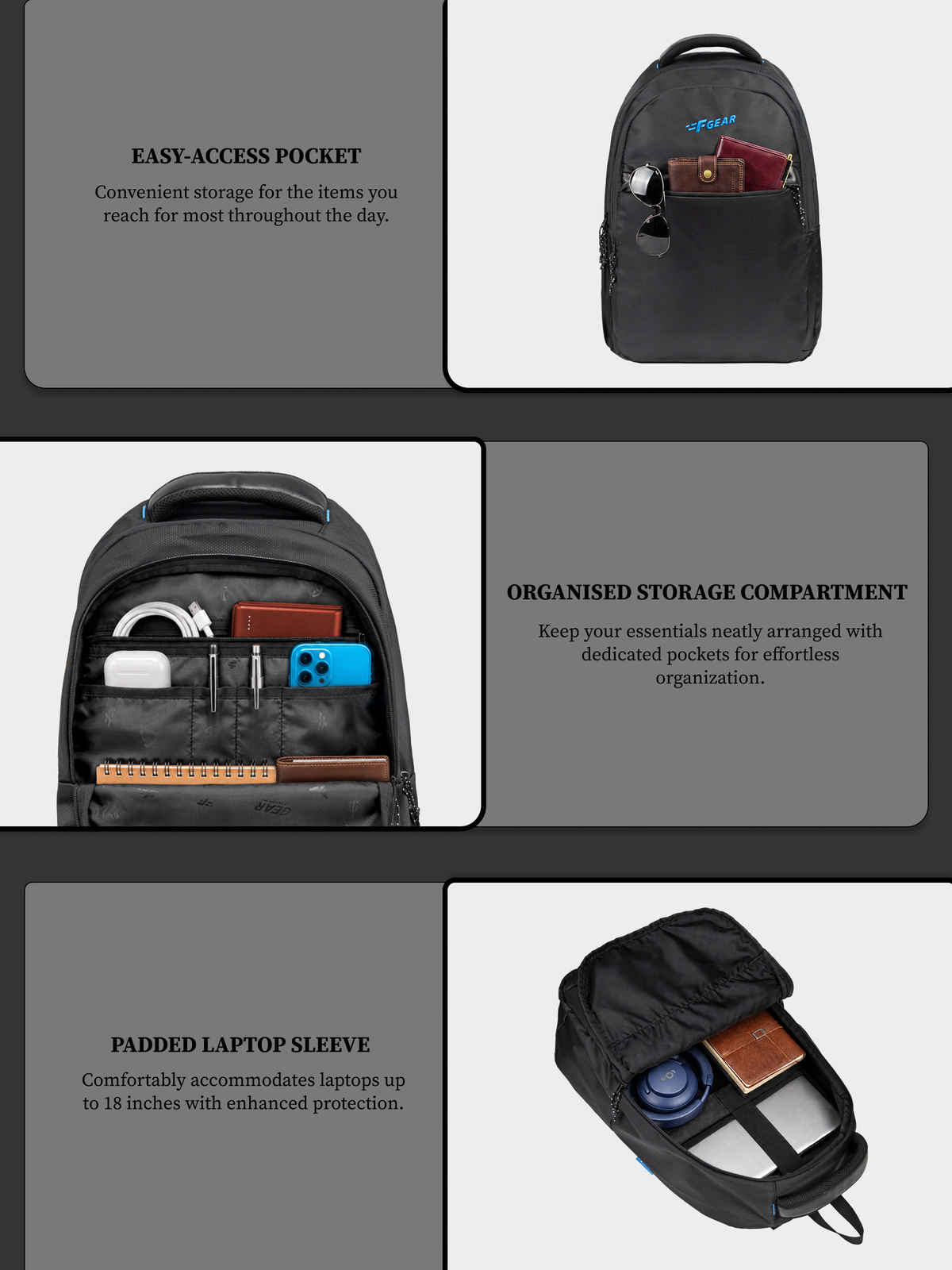 F Gear Bluechip Black 38 L Laptop Backpack | Black