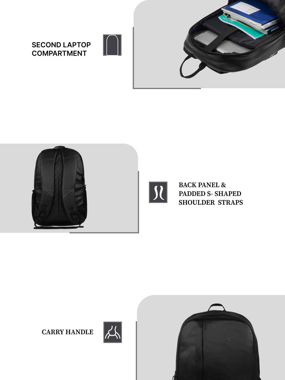 F Gear Unisex Solid Artificial Leather 22 L Laptop Backpack | Black