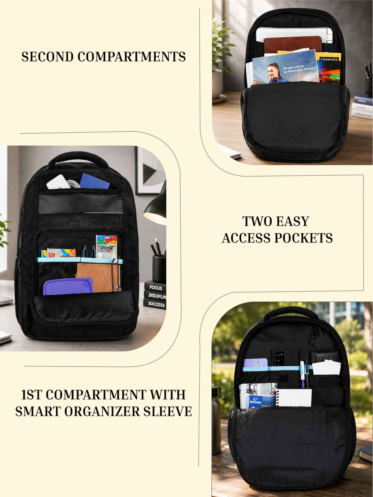 F Gear Unisex Solid Polyester 30 L Laptop Backpack | Black - One Size