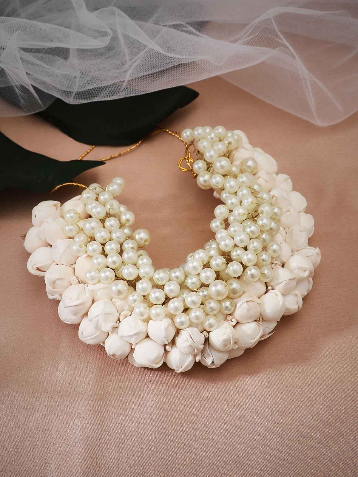 Rubans Women White Beaded Hair Pin