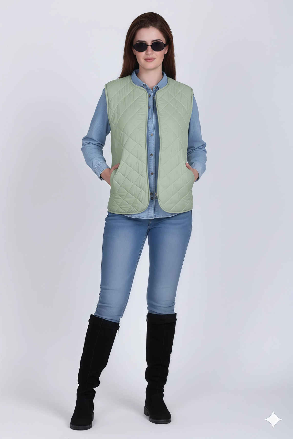 WESTCREW Women's Quilted Sleeveless Jacket | WC-0085mintgreen | Mint Green - M