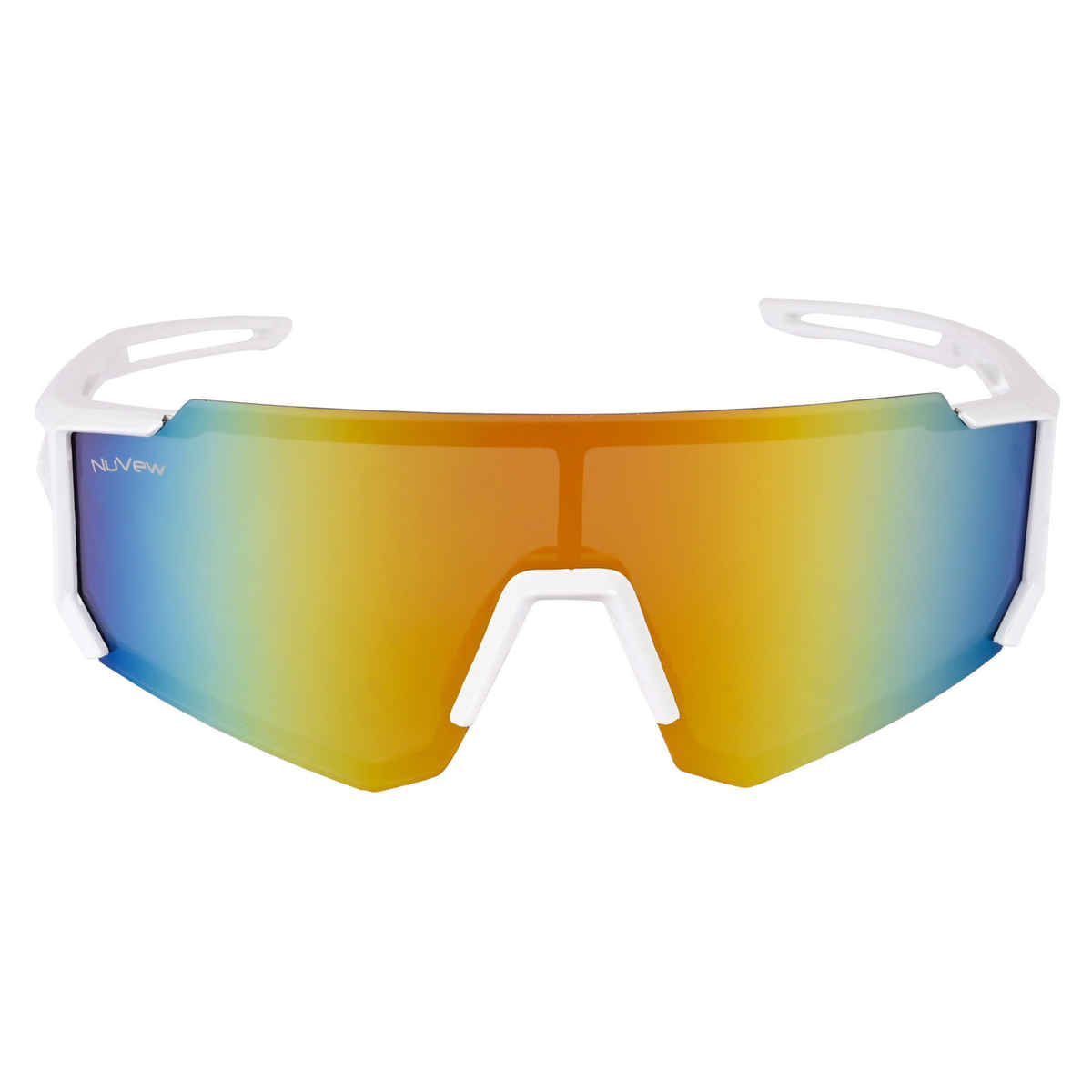 NuVew Unisex Sports Mirrored Sunglasses | White and Golden - Large