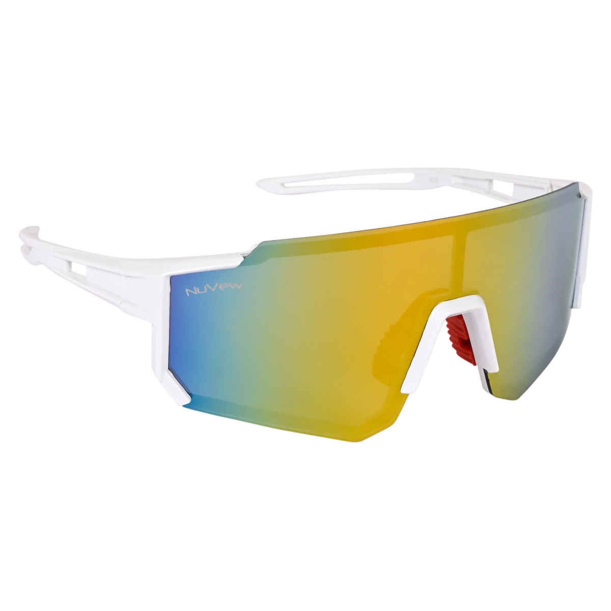 NuVew Unisex Sports Mirrored Sunglasses | White and Golden - Large