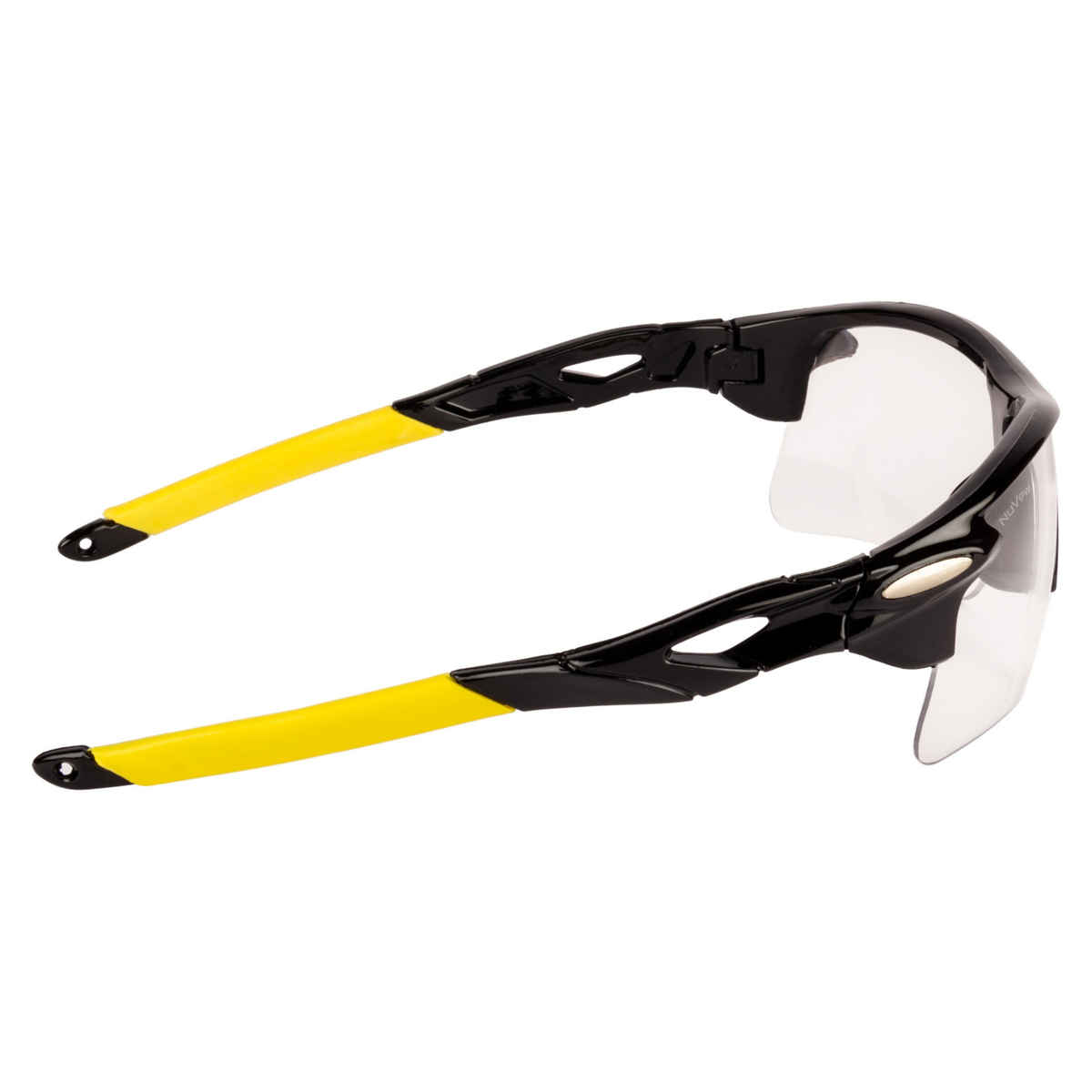 NuVew Unisex Sports Riding Sunglasses | Black-Yellow frame with Clear lens - Medium