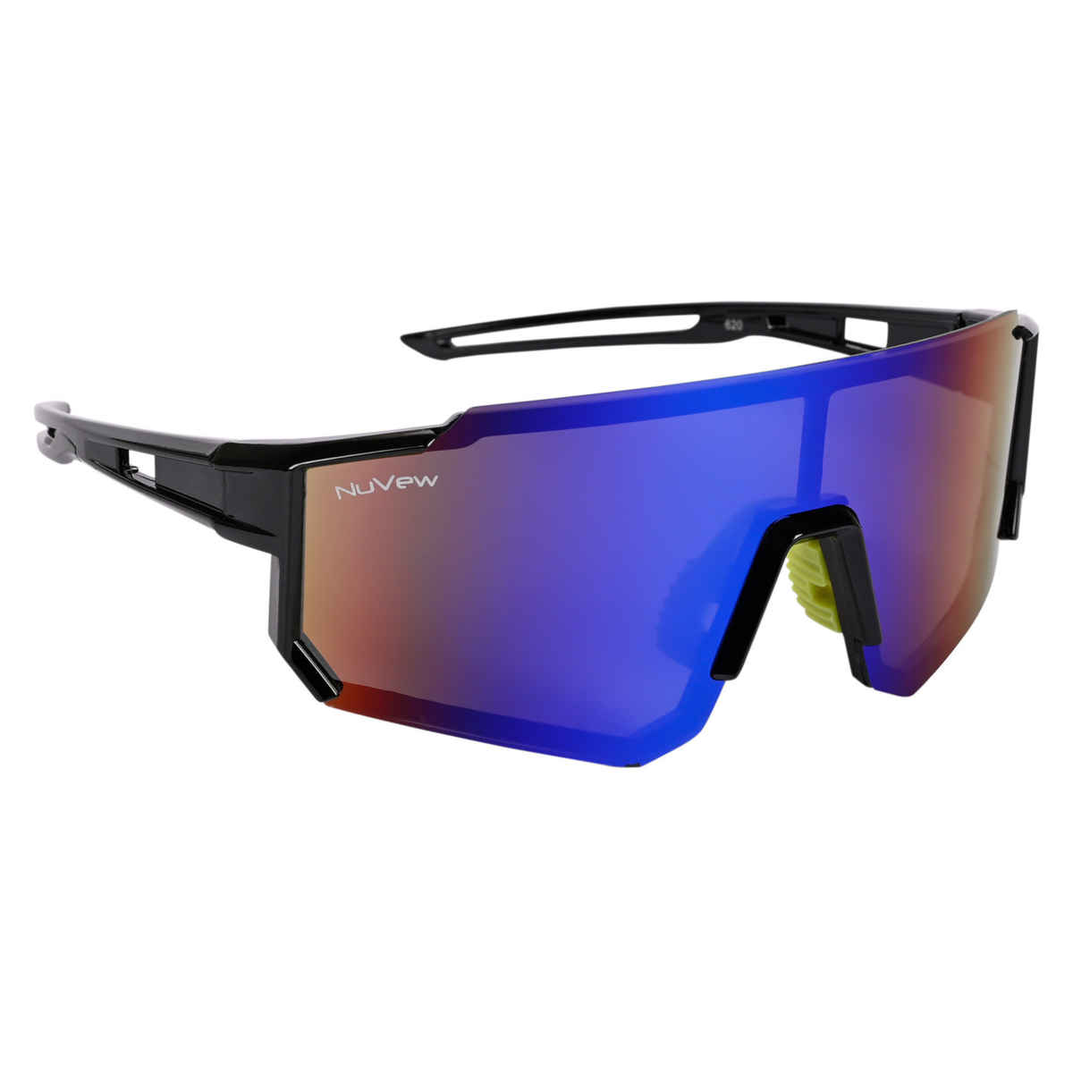 NuVew Unisex Sports Mirrored Sunglasses | Black and Blue - Large
