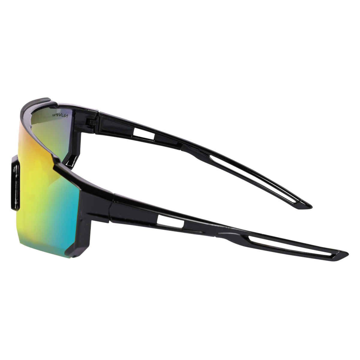 NuVew Unisex Sports Mirrored Sunglasses | Black and Golden - Large