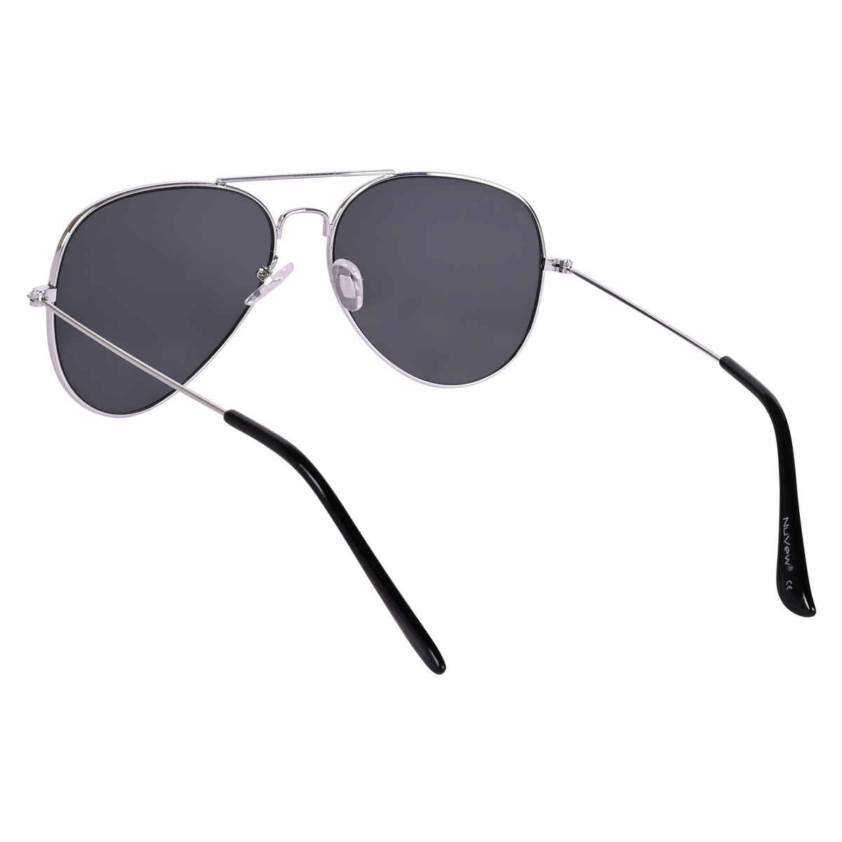 NuVew Unisex Aviator Sunglasses | Silver and Black - Medium