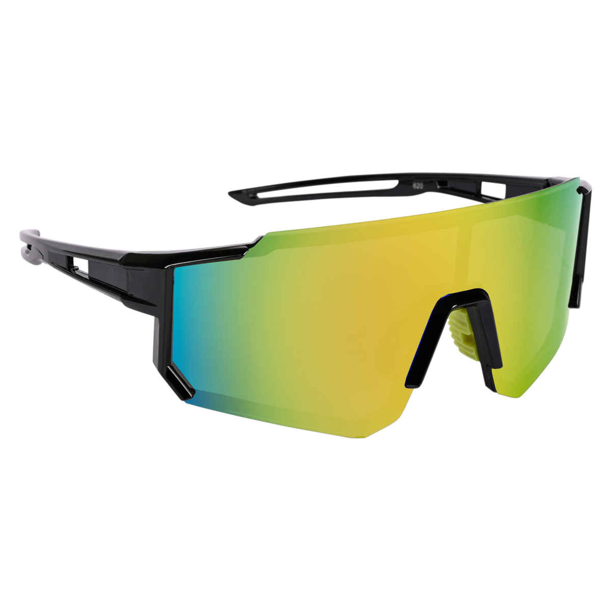 NuVew Unisex Sports Mirrored Sunglasses | Black and Golden - Large