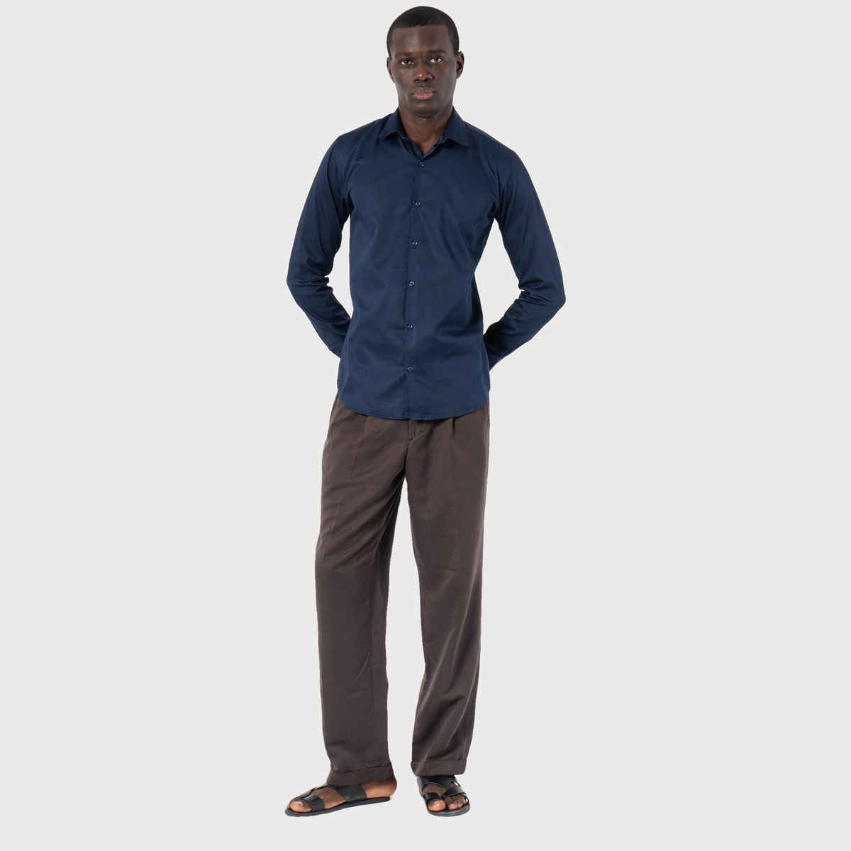 Sanskrutihomes India Slim Spread Collar Solid Satin Slim Fit Casual Shirt for Men s | Navy Blue | L