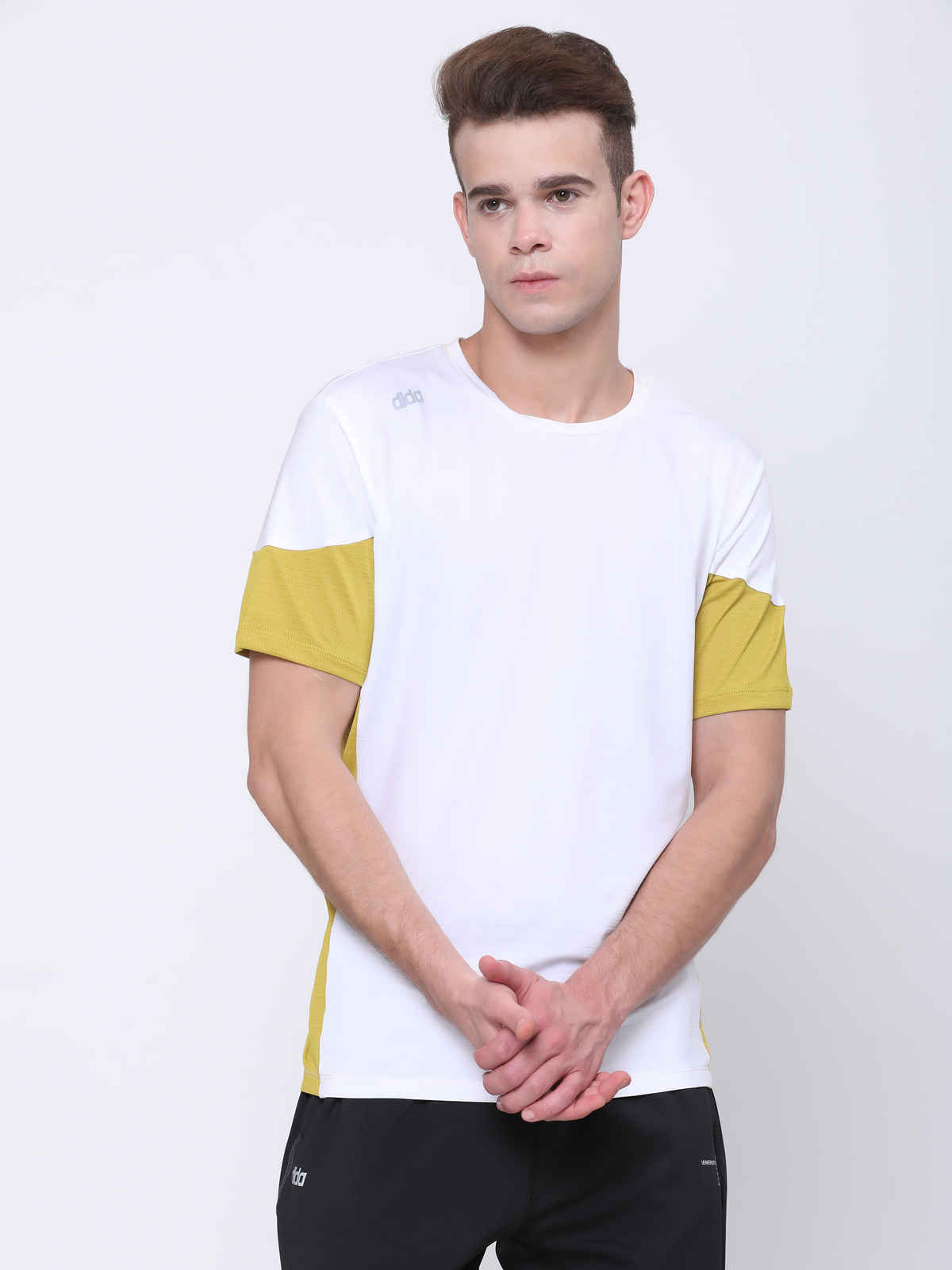 Dida Men's Sports T-shirt | Regular Comfortable Stretchable Dry-Fit | White - L