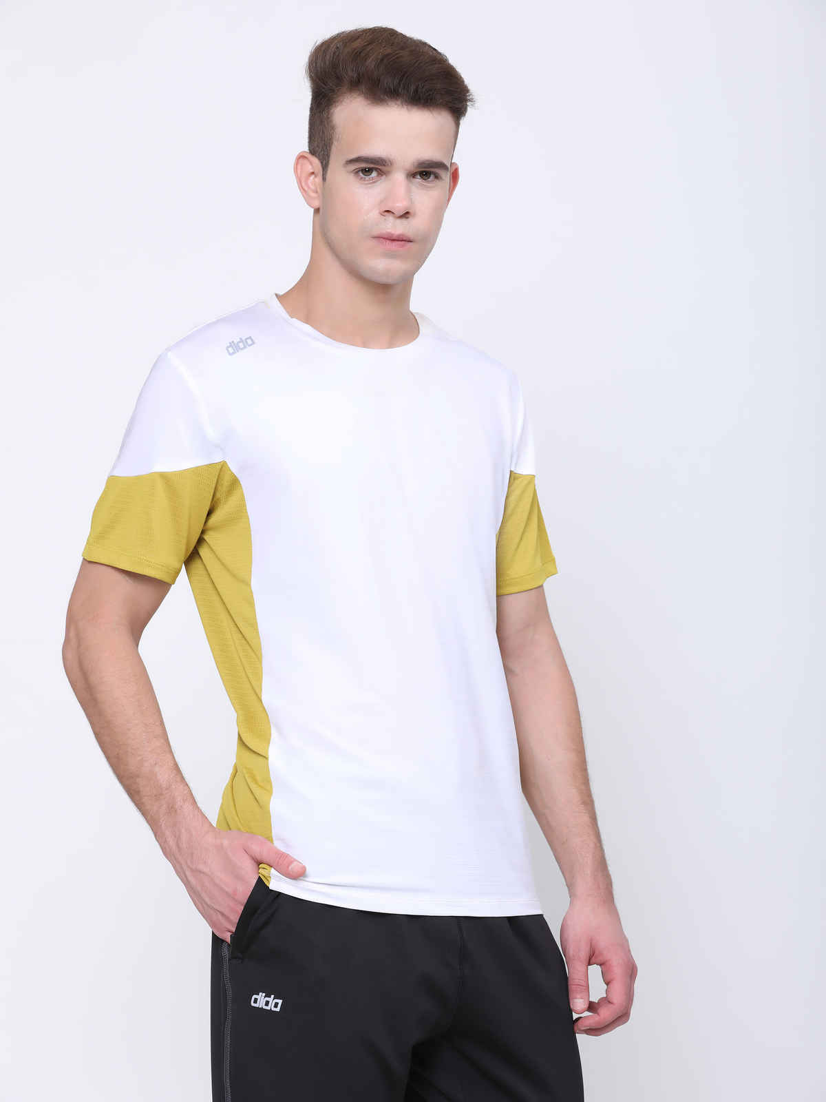 Dida Men's Sports T-shirt | Regular Comfortable Stretchable Dry-Fit | White - L