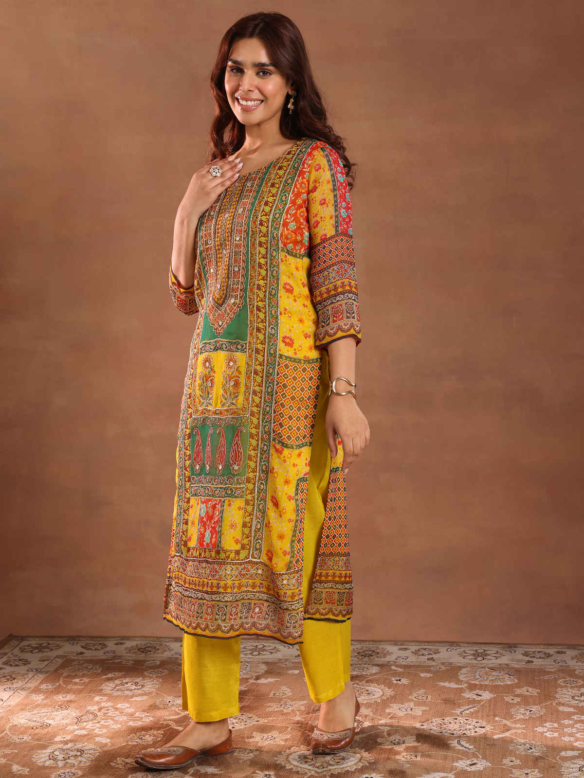 Libas Printed Silk Blend Straight Suit With Dupatta | 49333R | Multi - M