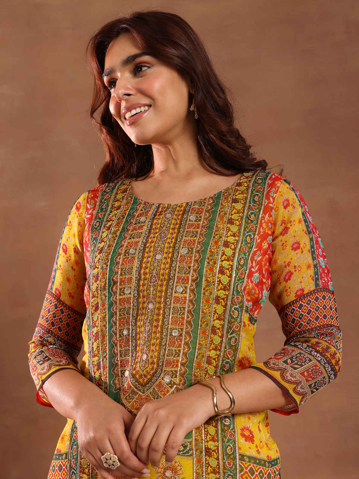 Libas Printed Silk Blend Straight Suit With Dupatta | 49333R | Multi - S