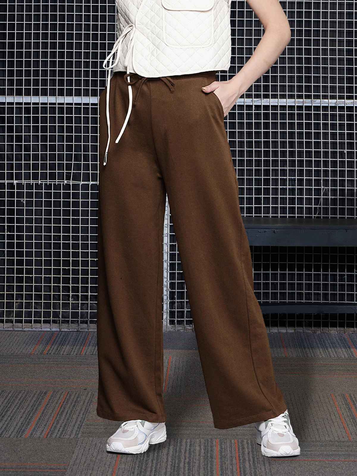 SASSAFRAS Women's Terry Track Pants | Brown - M