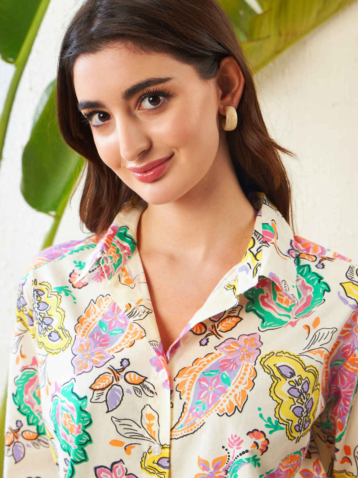 SASSAFRAS Women's Paisley Regular Shirt | Off-White - L