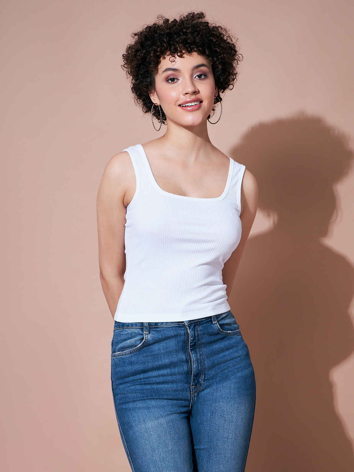 SASSAFRAS Women's Basics Rib Sleeveless Top | White - XL